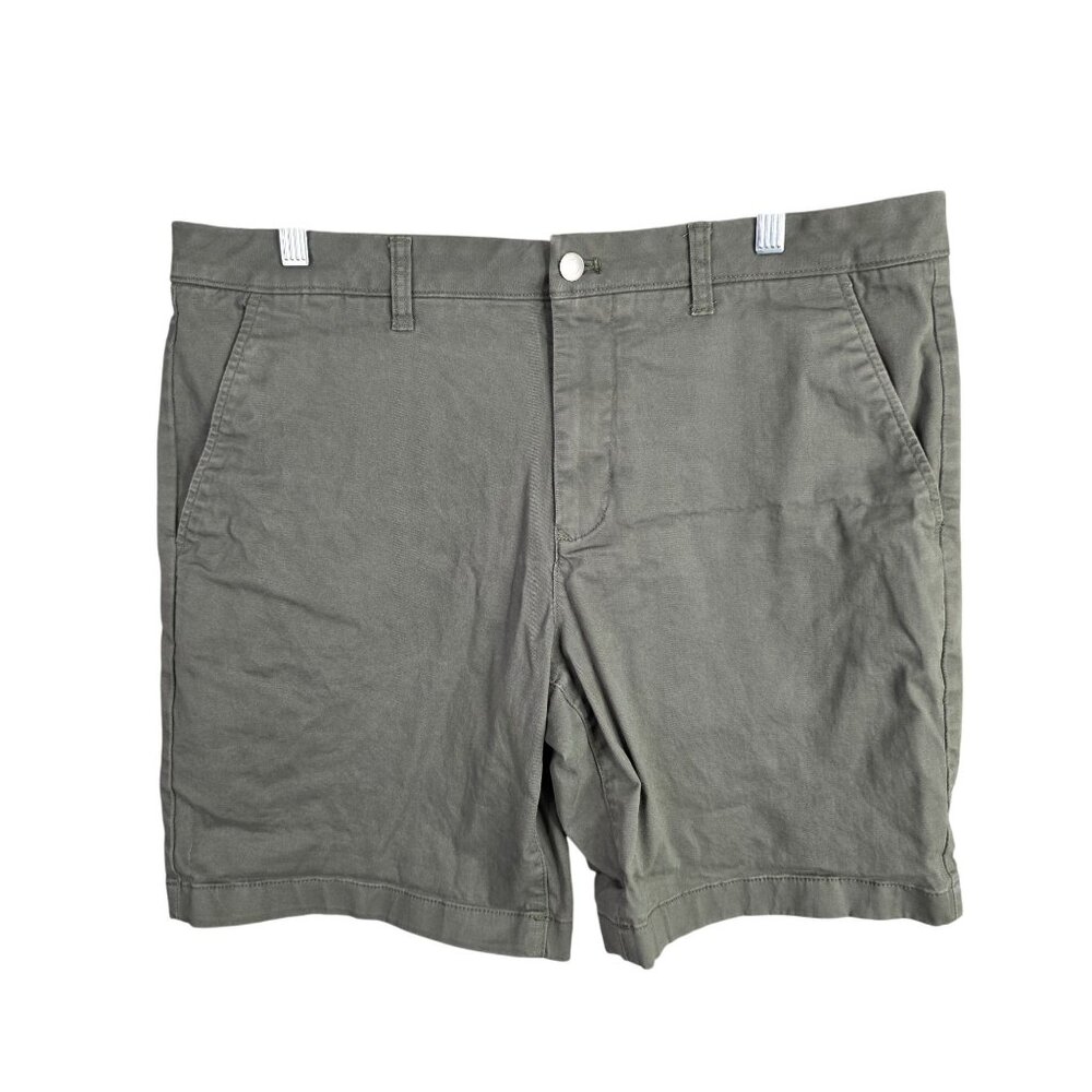 Mens Memeber's Mark Green Twill Shorts Flat Front 8" Inseam Cotton Stretch 36